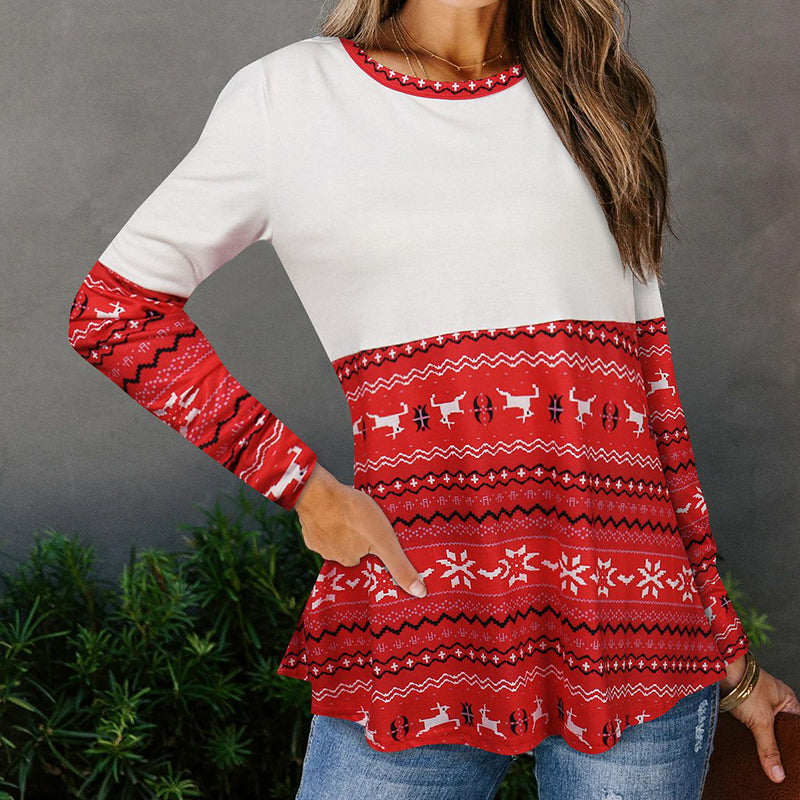 Christmas Print Bottoming Shirt