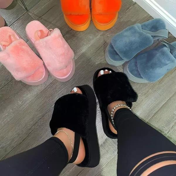 Thick Bottom Fur Slippers