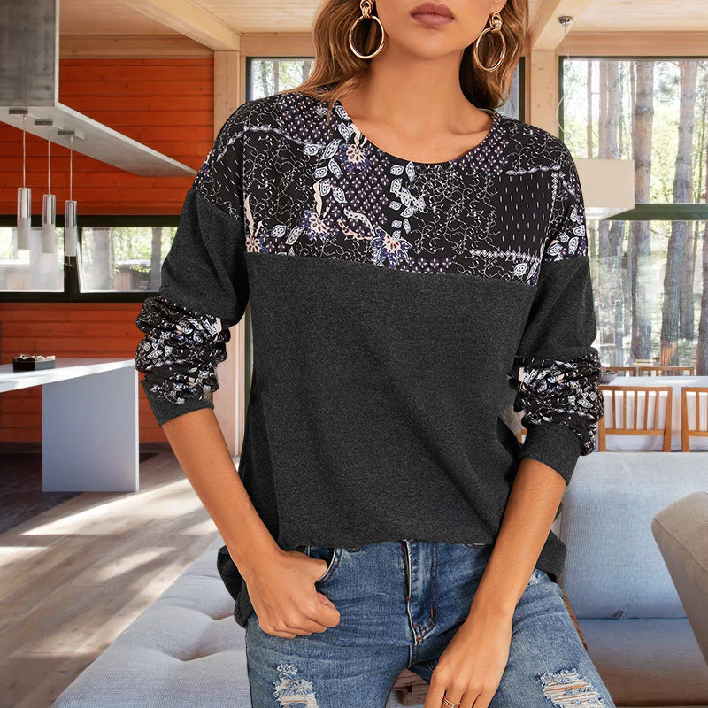 Printed Panel Long Sleeve T-Shirt