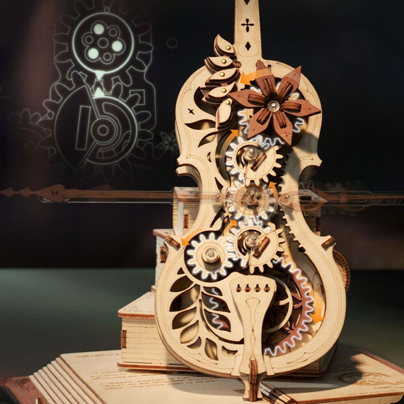 Wooden Assembled Cello Music Box