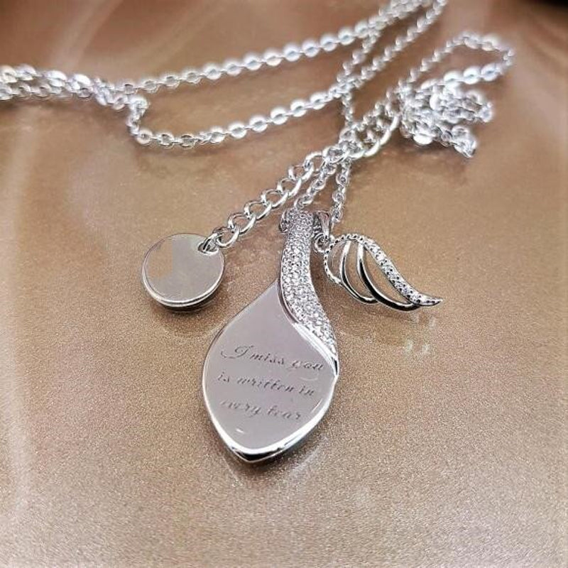 Angel Wing Teardrop Necklace