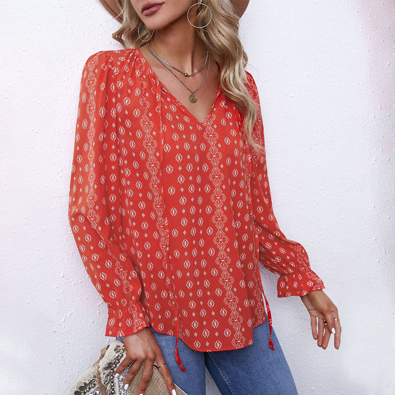 Bohemian Long Sleeve Chiffon Shirt