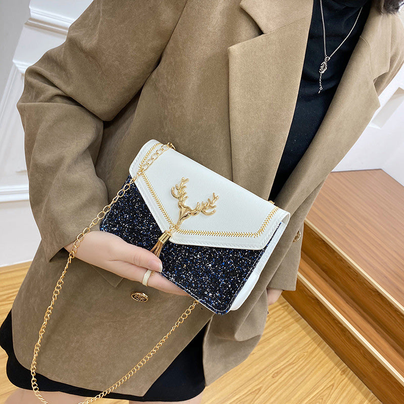 Shoulder Bag with Sequins and Antlers