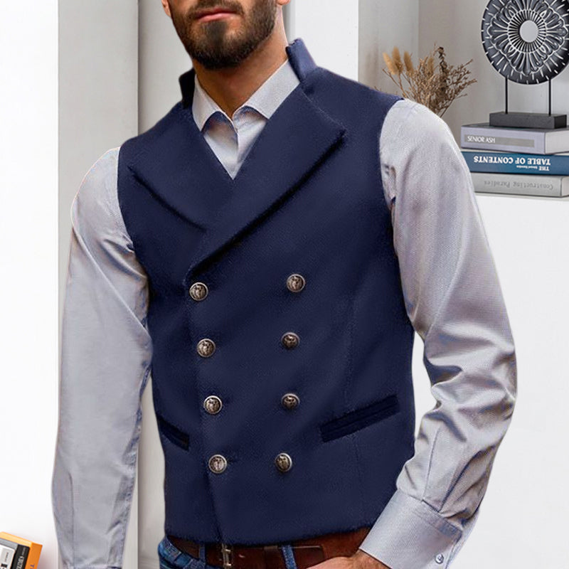 Solid Double Breasted Vest