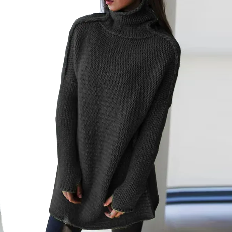 Solid Color Turtleneck Long Sleeve Pullover