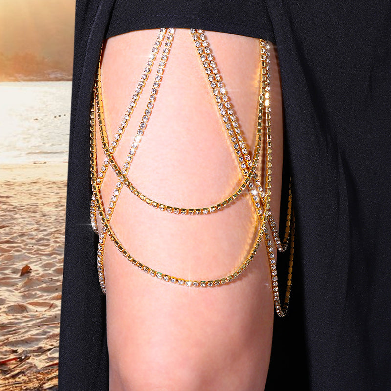Rhinestone Multilayer Leg Chain