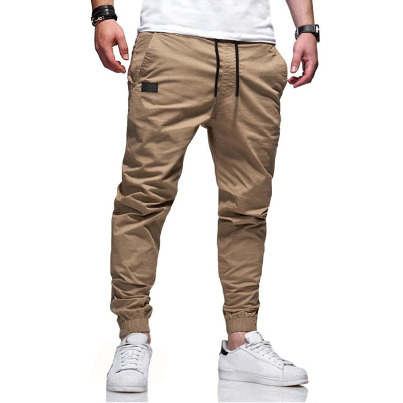 Solid Color Drawstring Casual Pants