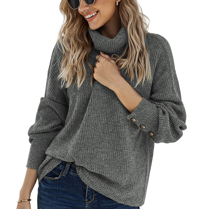 Solid Color Stand Collar Sweater
