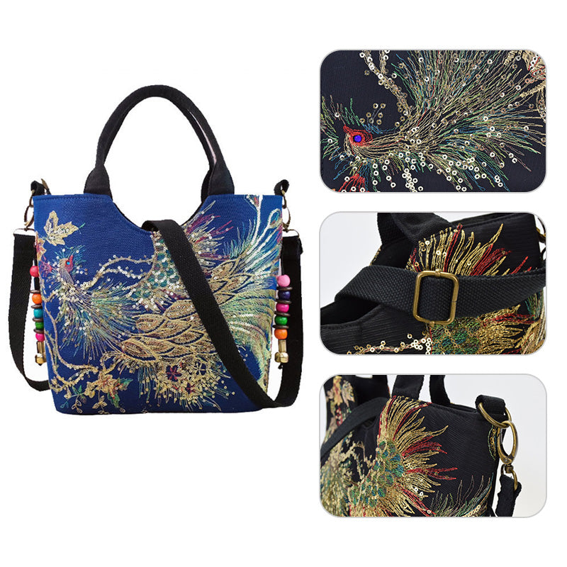 Ladies peacock embroidery bag