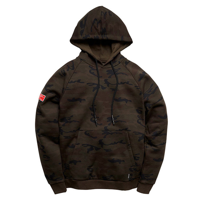 Lettered Print Long-sleeved Hooded Sweatshirt
