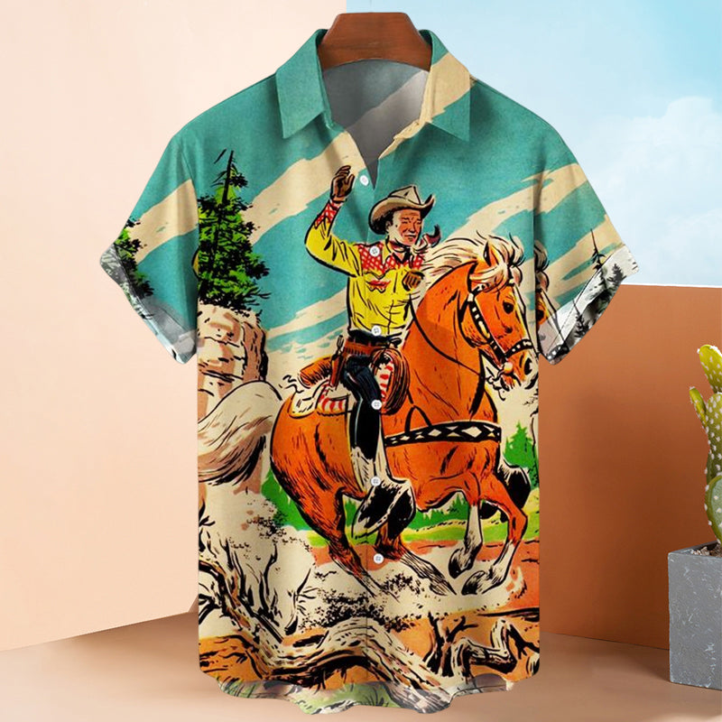Men's Retro Print Shirt