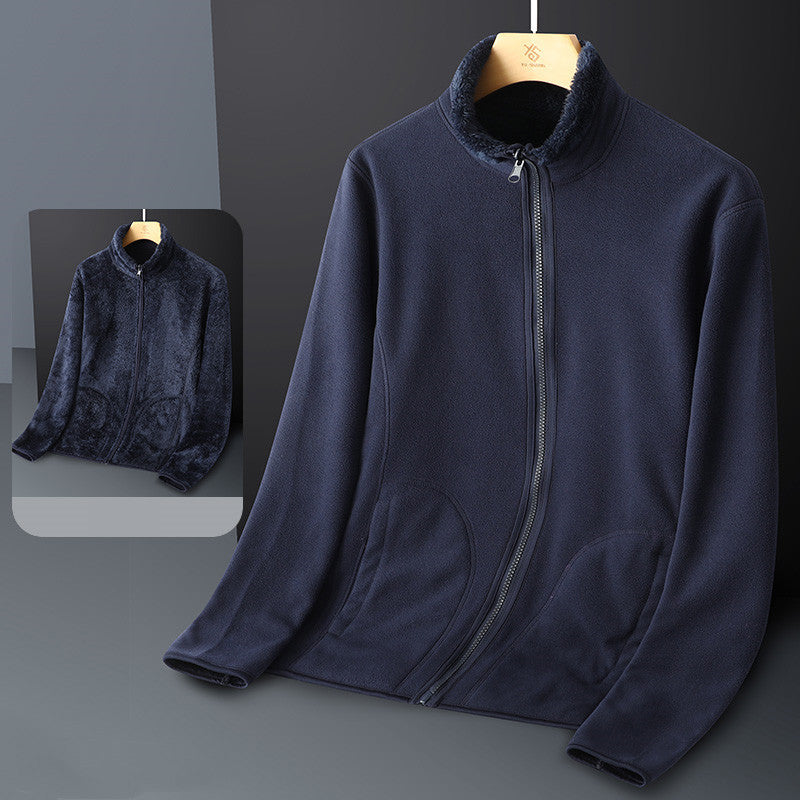 Fleece Stand Collar Reversible Sweatshirt