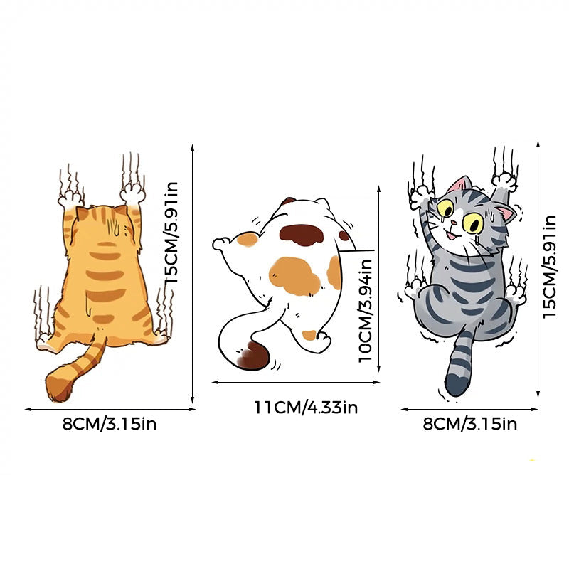 Cute Cat Cartoon Decal Car Stickers, 3 pcs