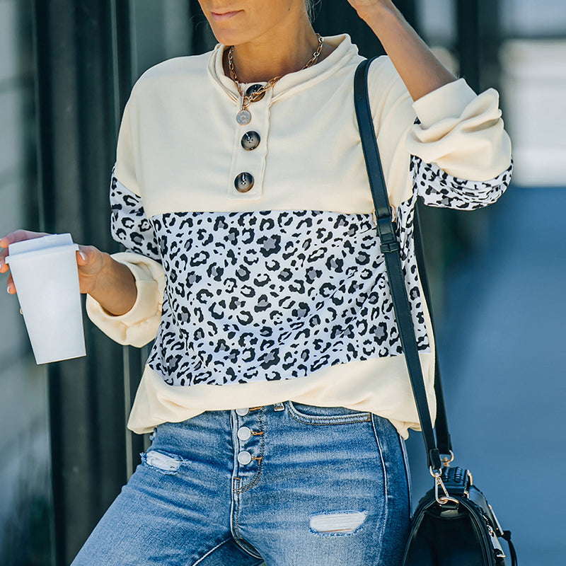 Paneled Contrast Long Sleeve Crewneck Shirt
