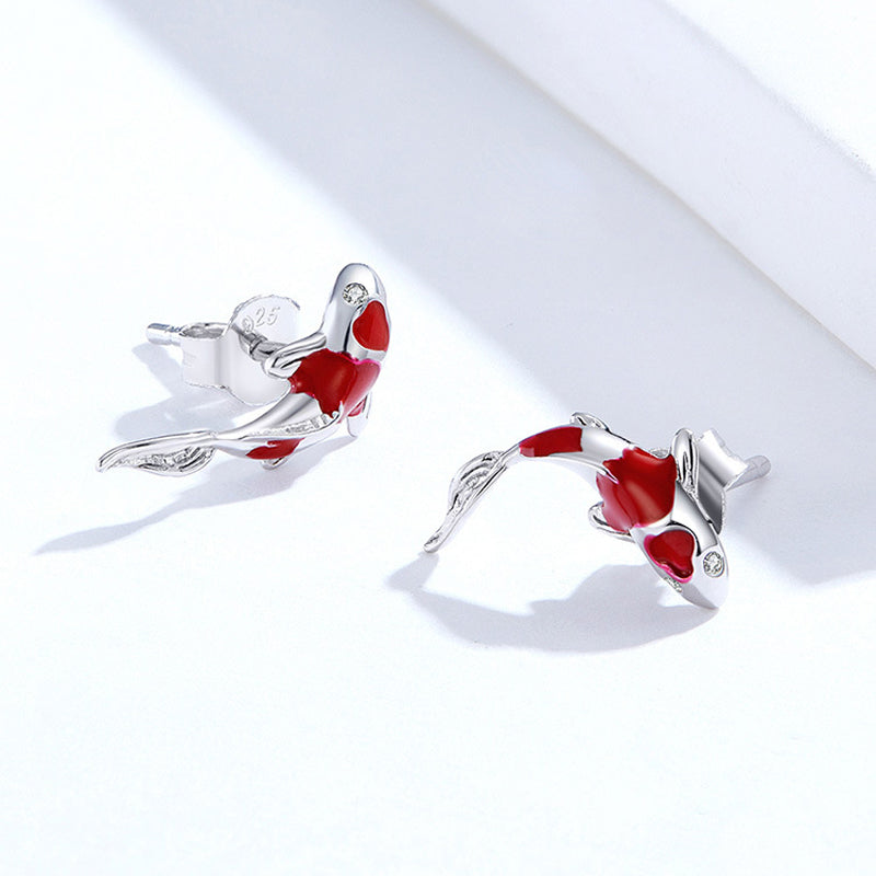 Red Koi 925 Sterling Silver Earrings
