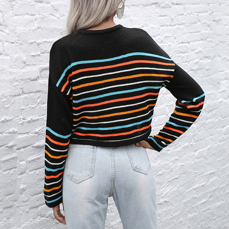 Multicolored Striped Knit Sweater