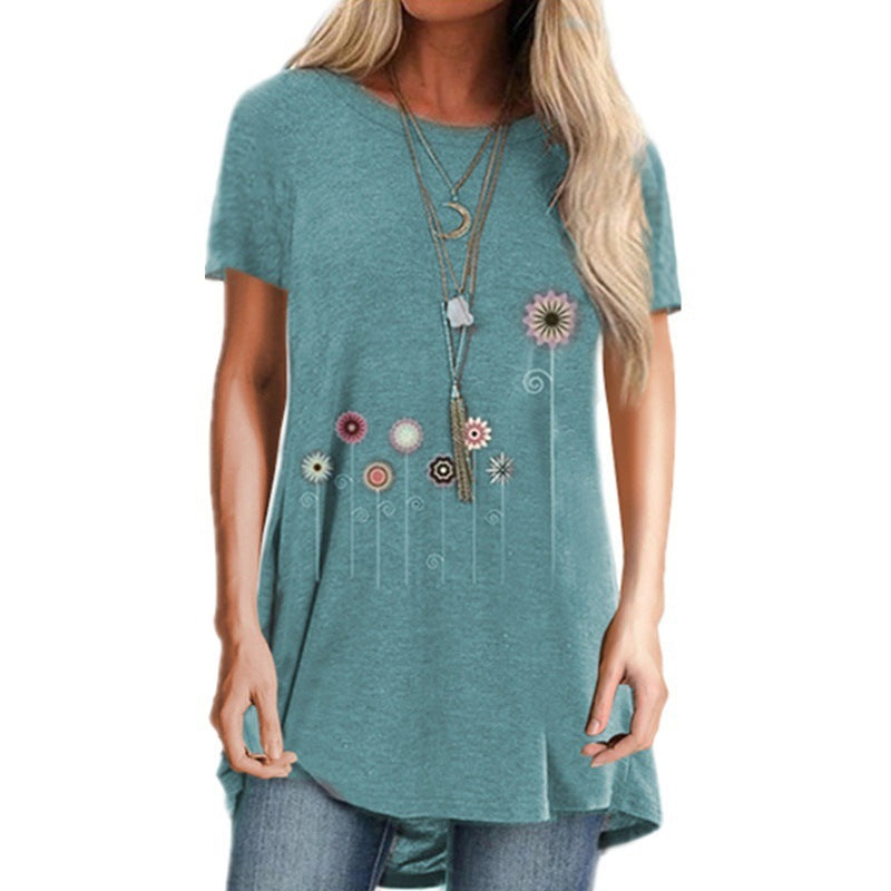 Floral Print Midi T-Shirt