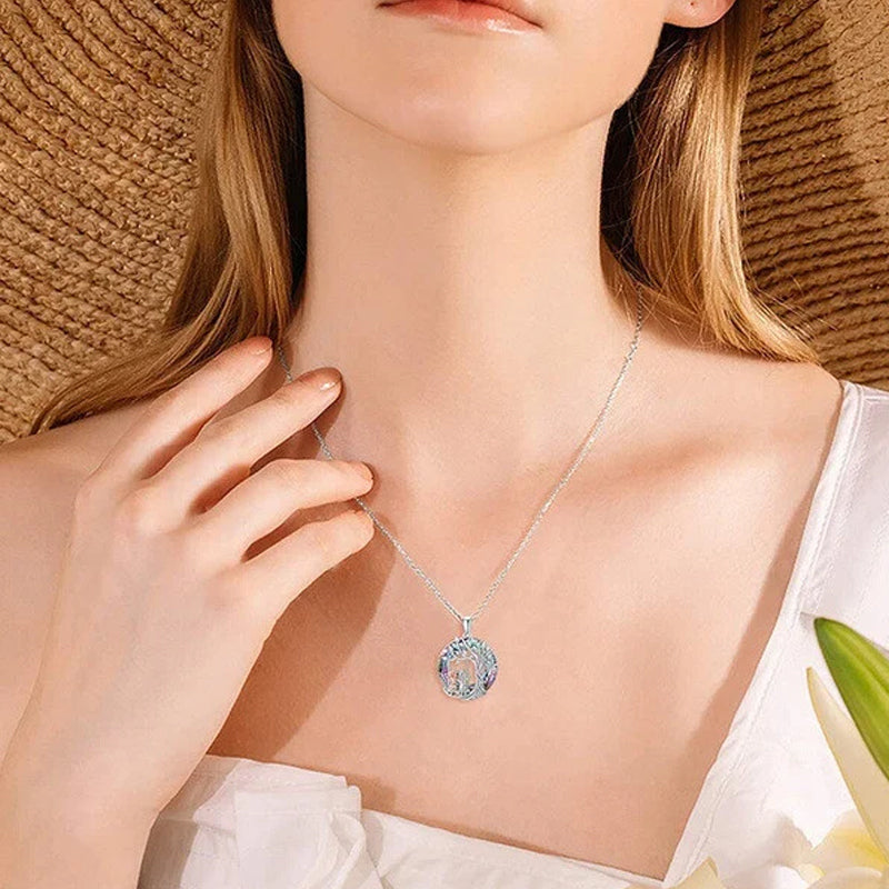 Tree of Life Sister on the Swing Crystal Pendant Necklace