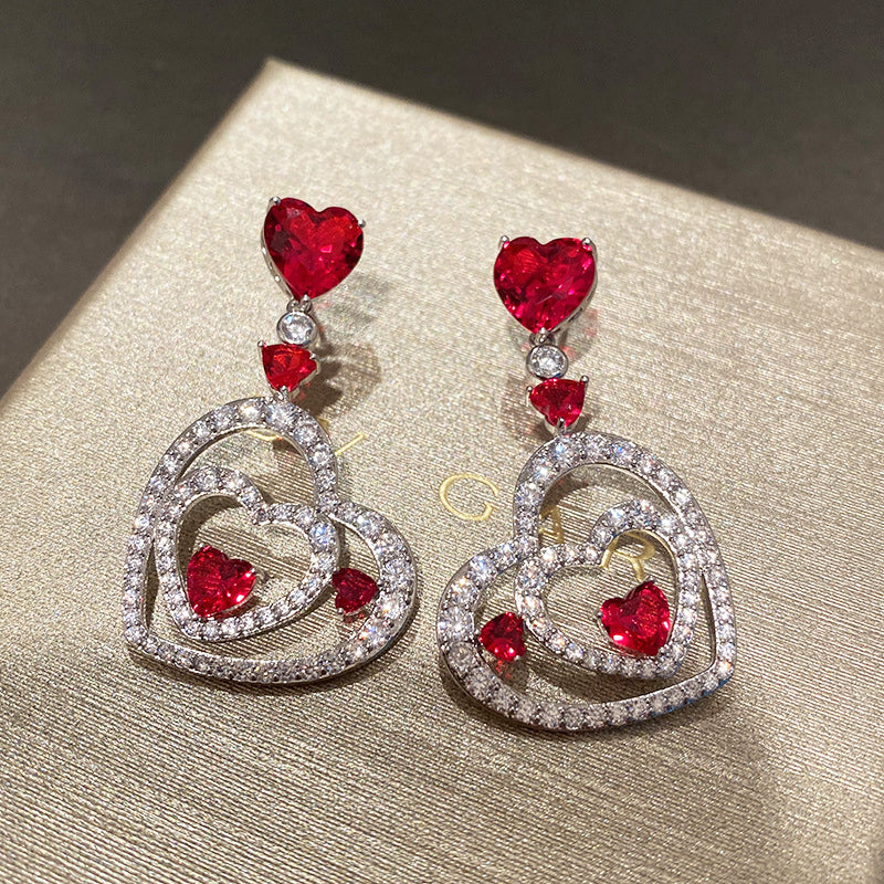 Double Heart Stud Earrings