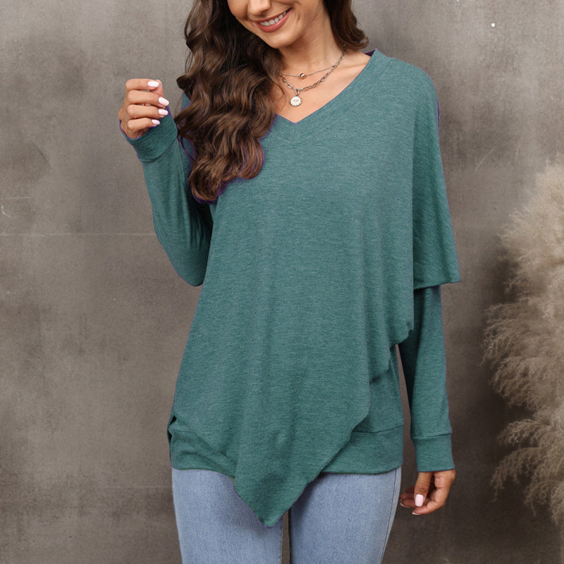 V-Neck Irregular T-Shirt