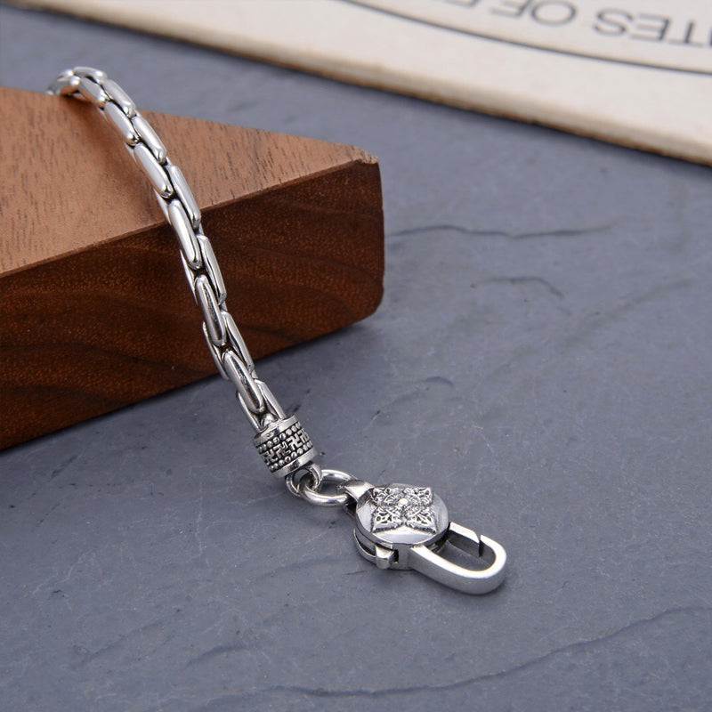 Sterling Silver Vajra Byzantine Chain Bracelet