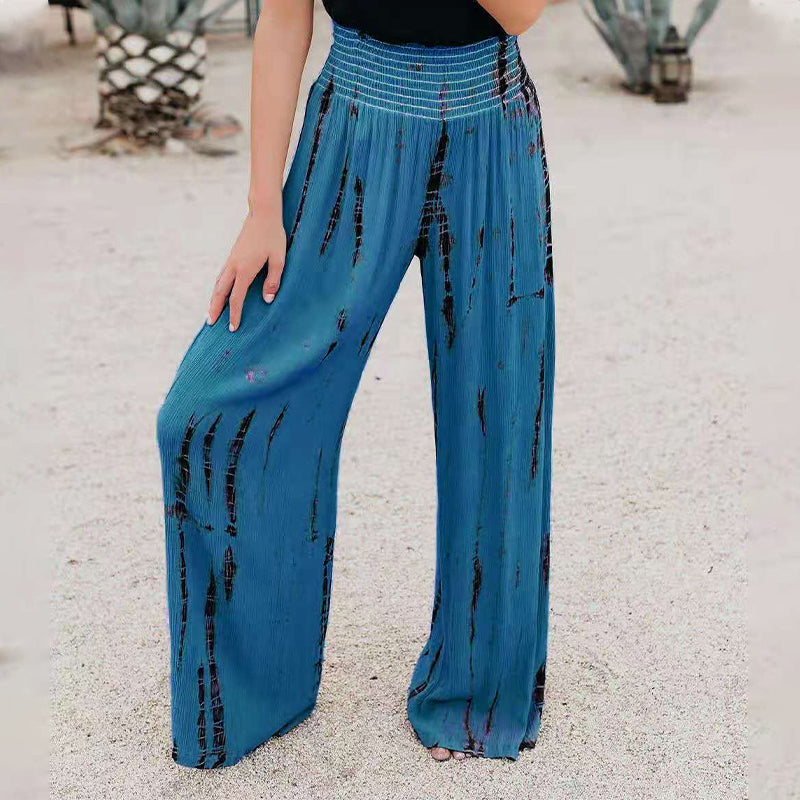 Elasticated High Waist Pocket Wide Leg Pants