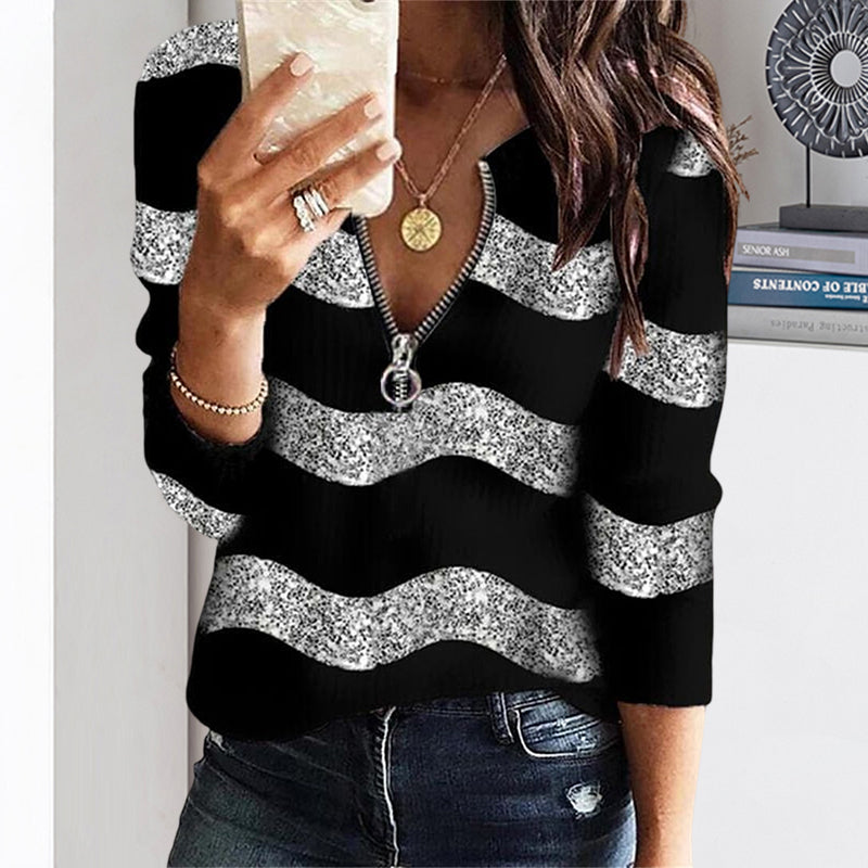 Geometric Abstract Print Zipped Sweatshirt