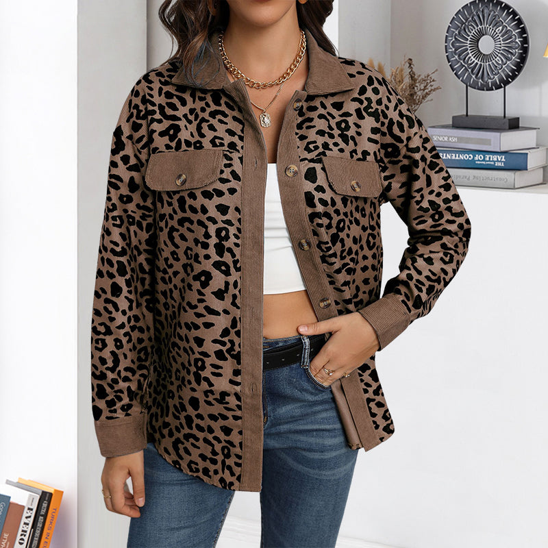 Corduroy Leopard Print Jacket