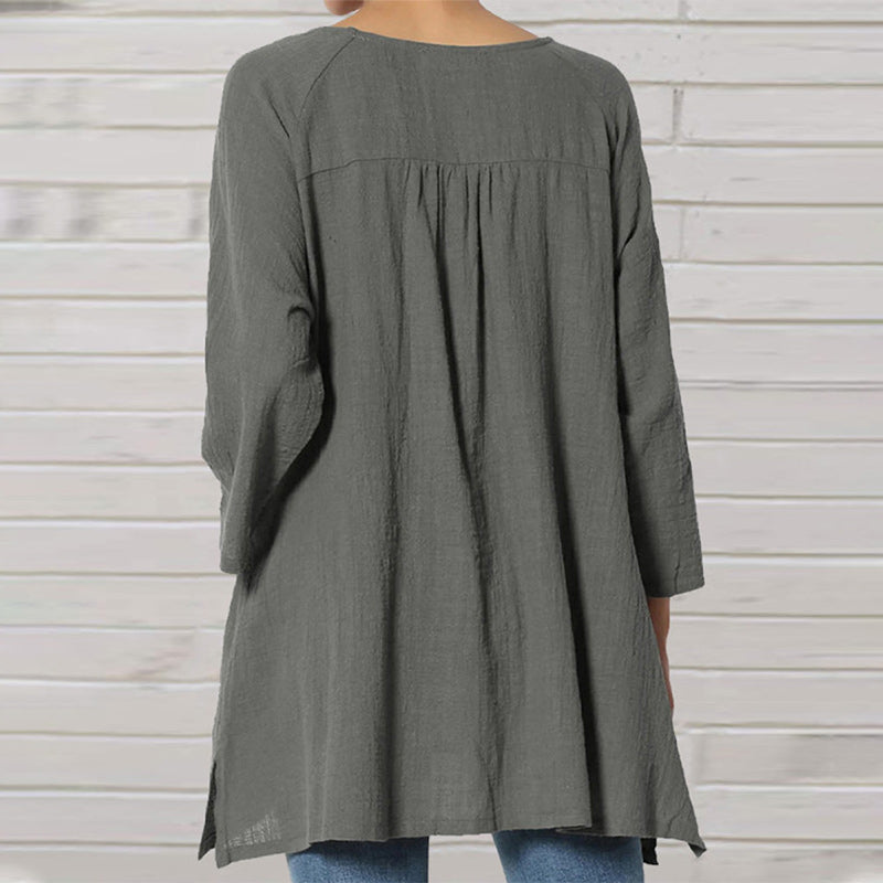 Women's Casual Loose Linen Blouse Tops