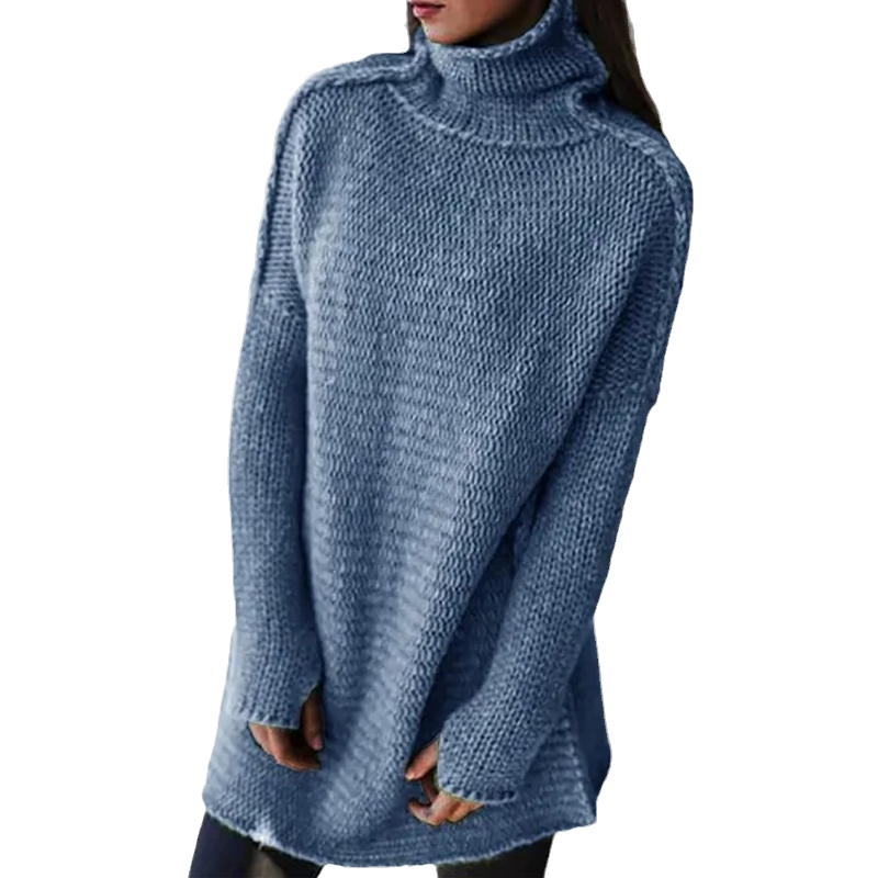 Solid Color Turtleneck Long Sleeve Pullover