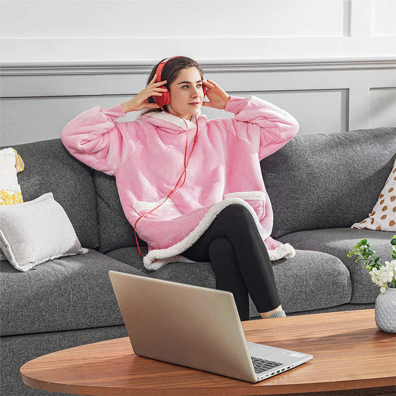Casual Unisex Long Hooded  Wearable Blanket