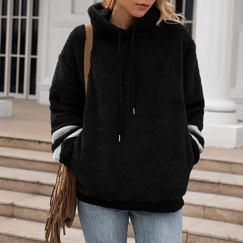 Drawstring Plush Sweater Jacket