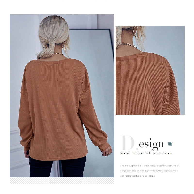 Waffle Solid Knit Sweater