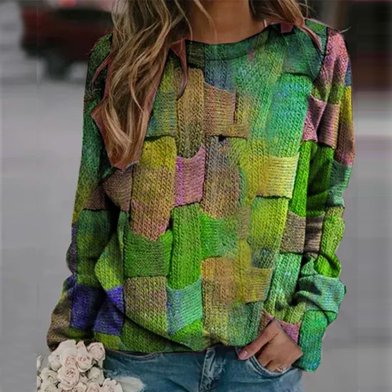 Printed Loose Hooded Sweatshirt