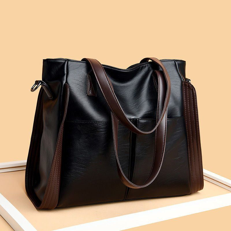 Large-Capacity Leather Texture Soft Leather Big Bag