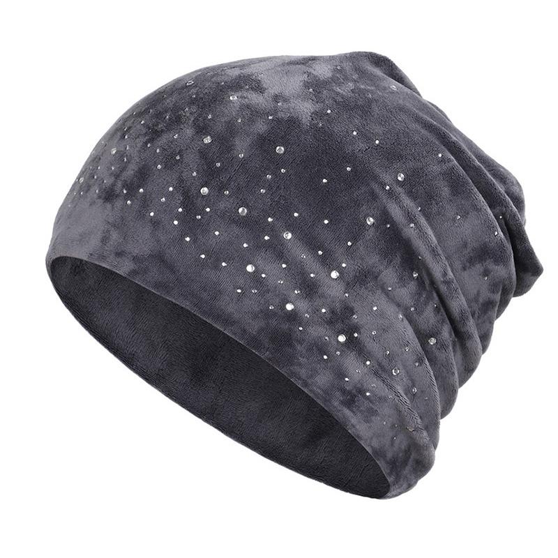 Soft winter slouchy beanie with rhinestones