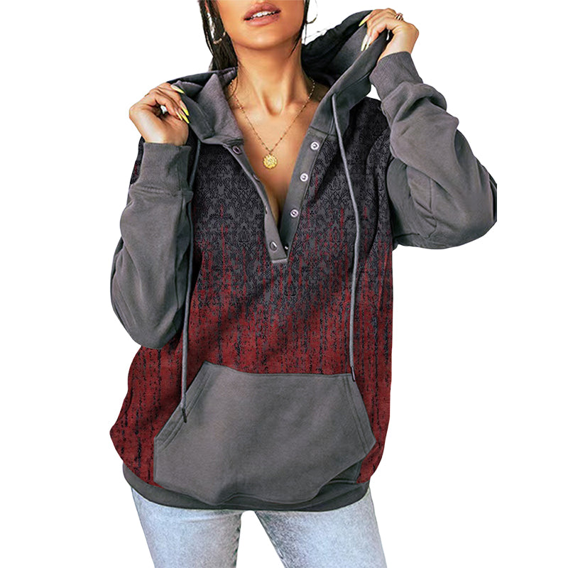 Printed Hooded Colorblock Sweatshirt