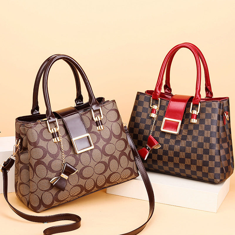 Printed Bow Leather Bag