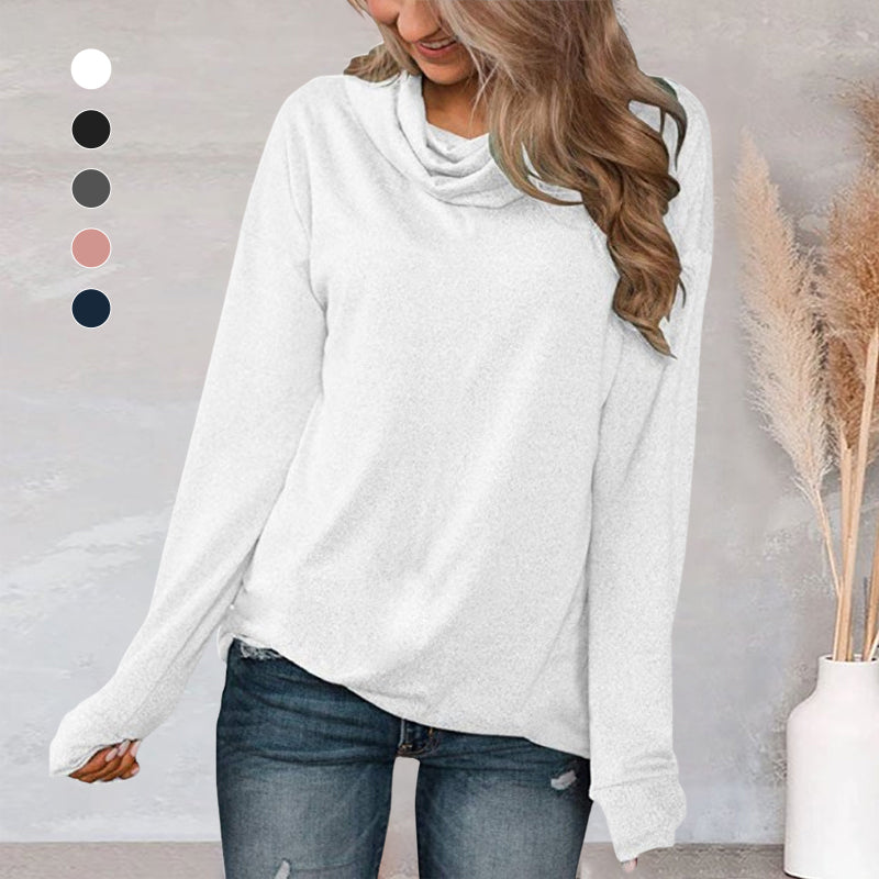 Pullover Pile Neck Long Sleeve T-Shirt