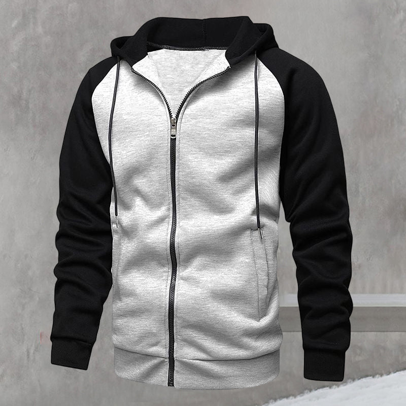 Color Contrast Cardigan Hoodie