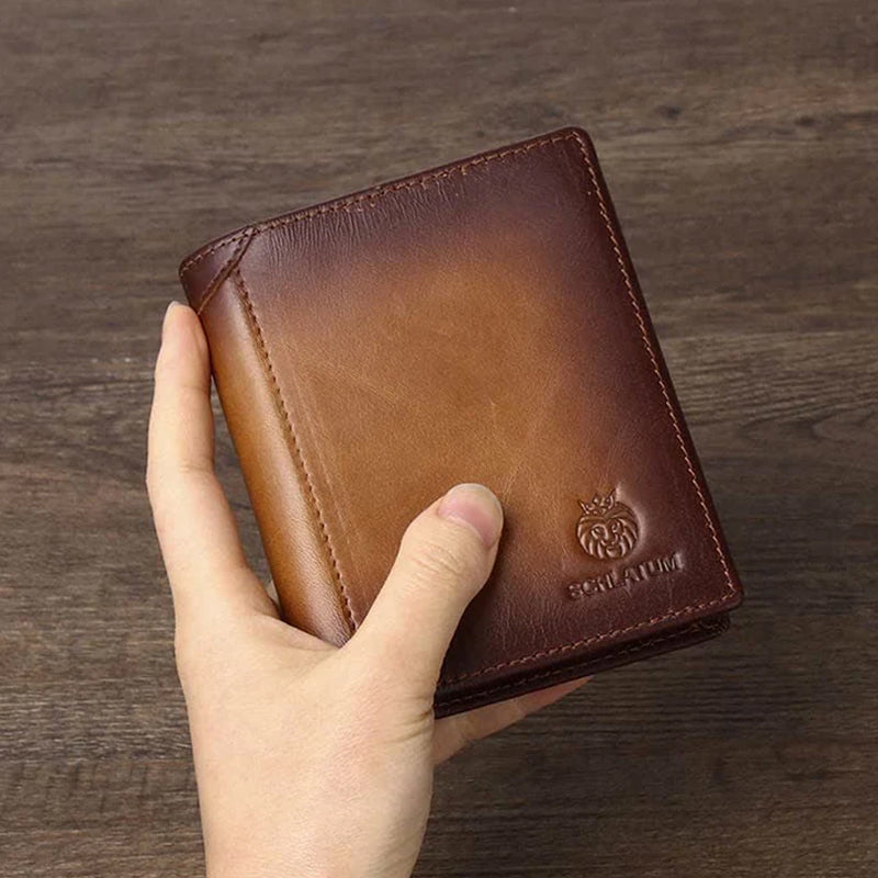 Men's Leather Bifold Wallet with Anti-theft RFID Blocking