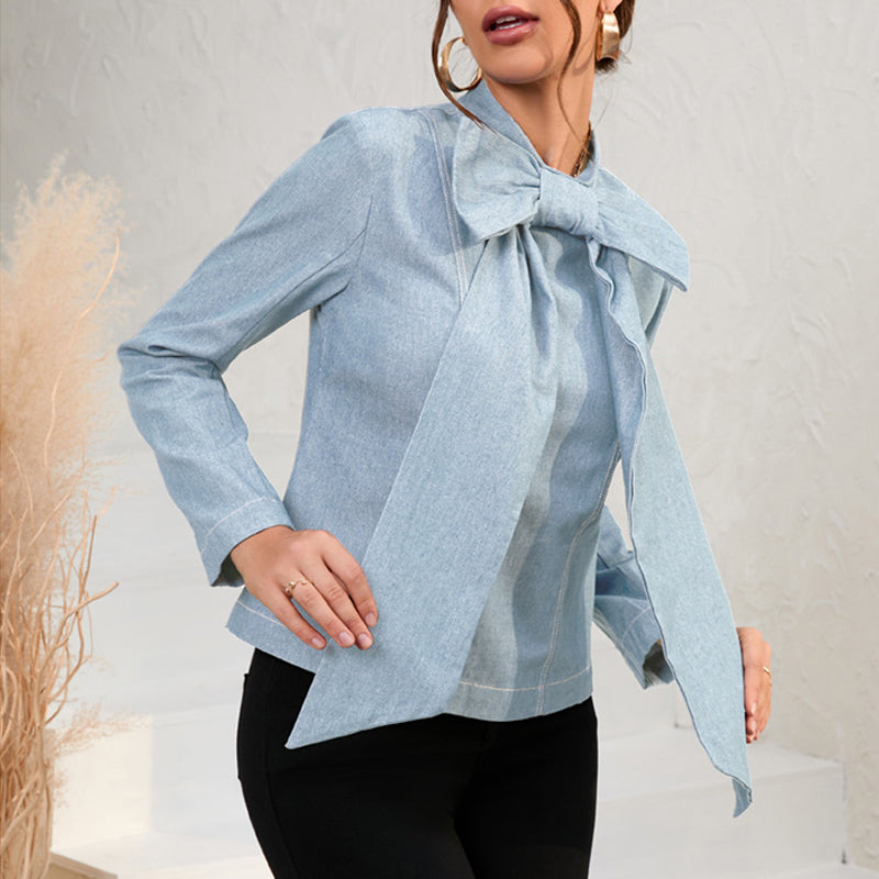 Bow Cropped Denim Jacket