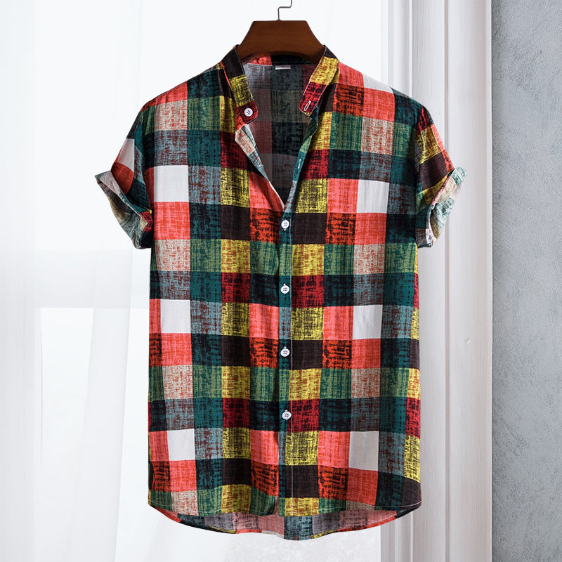 Multicolored Plaid Short Sleeve Shirt
