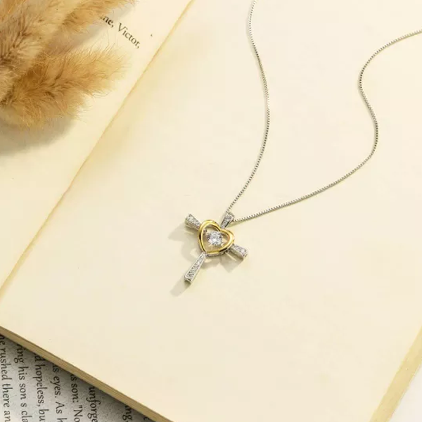 To My Soulmate Cross and Heart Necklace