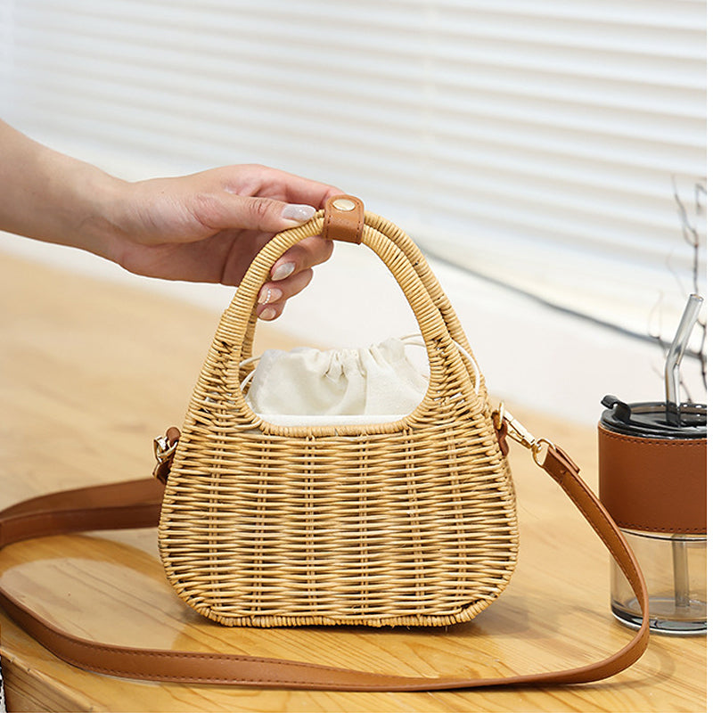 RATTAN STRAW MINI CROSSBODY BAG