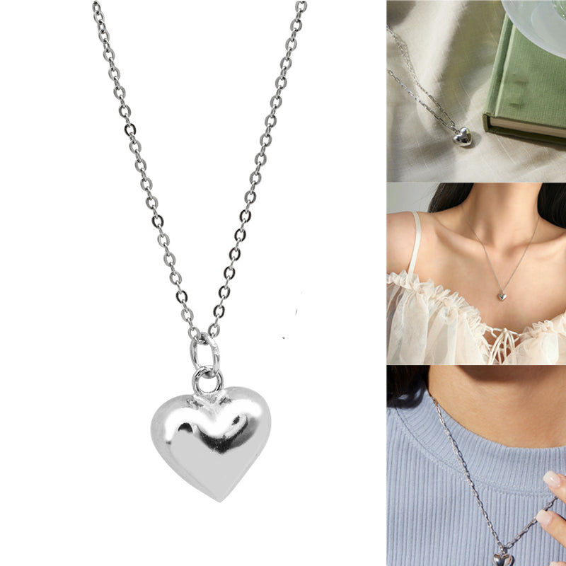 Simple Three-dimensional Heart Necklace