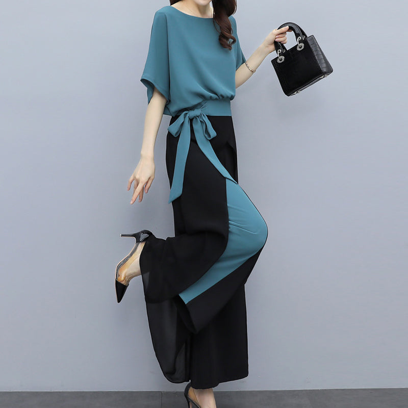 Chiffon Wide Leg Pants 2 Piece Set