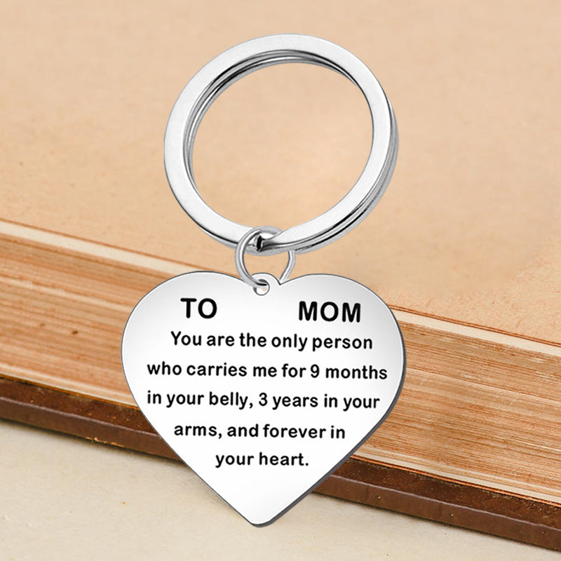 Heart-shaped TO MOM Necklace, Keyring
