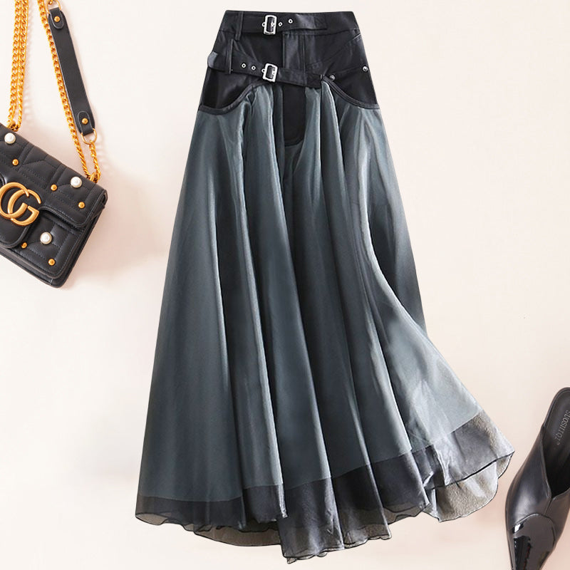 French Grey fashion Patchwork Tulle Skirts