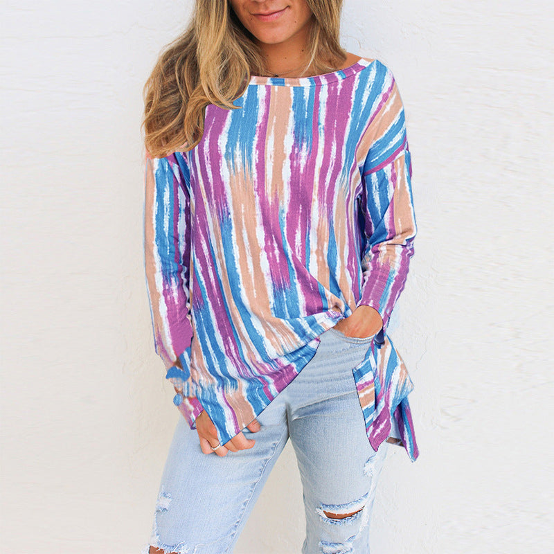 Loose Striped Long-sleeved T-shirt